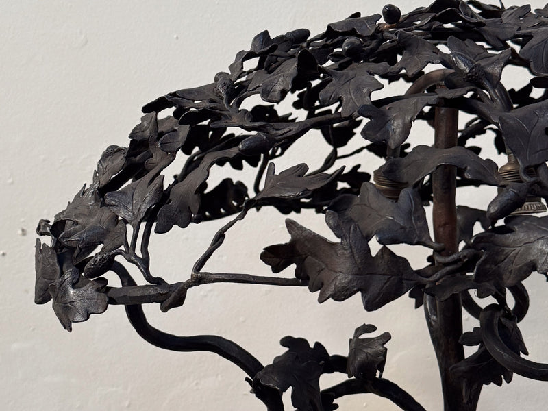 An Exceptional Art Nouveau Wrought Iron Tree Lamp