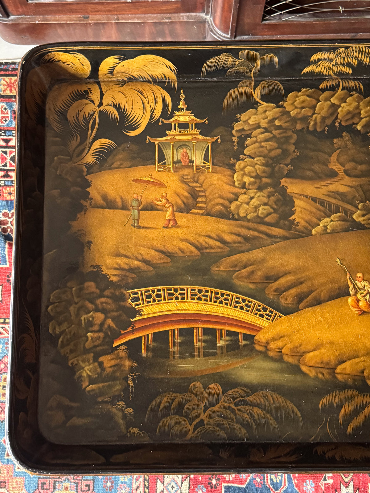 An Exceptional Regency Japanned Tray on Stand