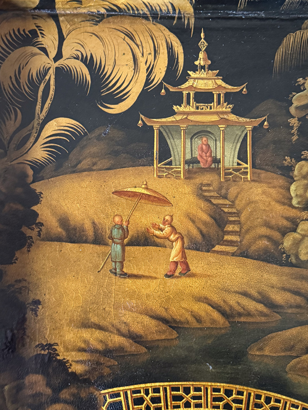 An Exceptional Regency Japanned Tray on Stand