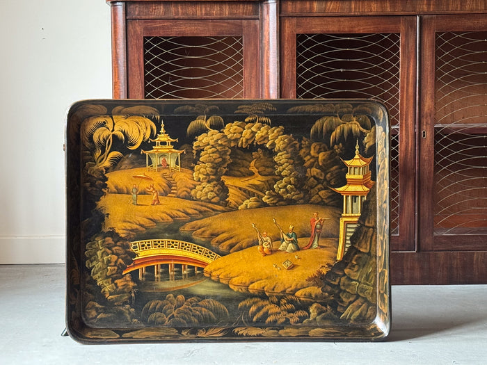 An Exceptional Regency Japanned Tray on Stand