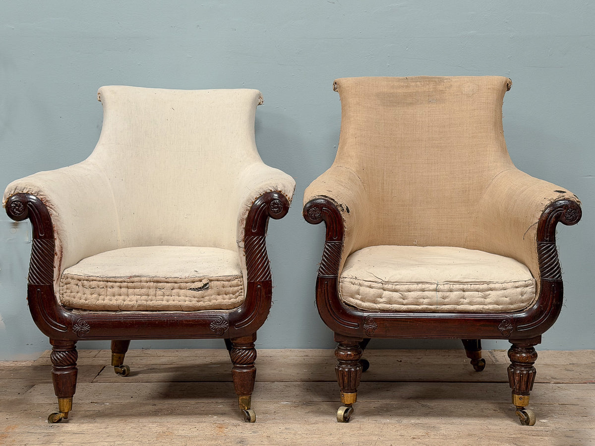 A Matched Pair of Regency Rosewood Library Chairs