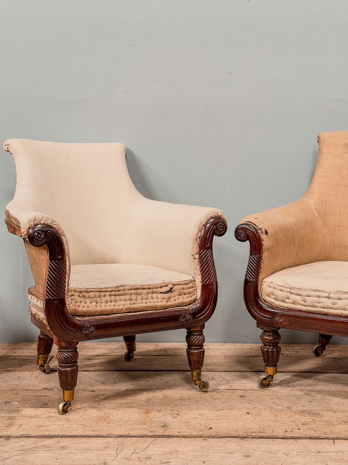 A Matched Pair of Regency Rosewood Library Chairs