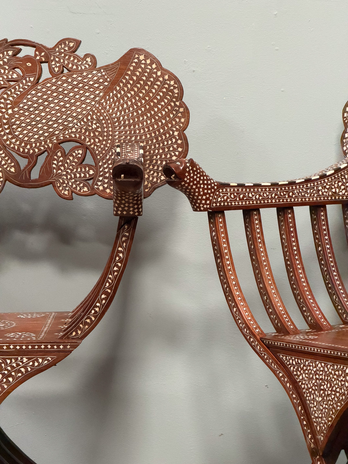 A Pair of 19th Century Savonarola Inlaid Chairs