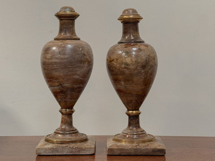 A Pair of Early 20th Century Italian Alabaster Urns
