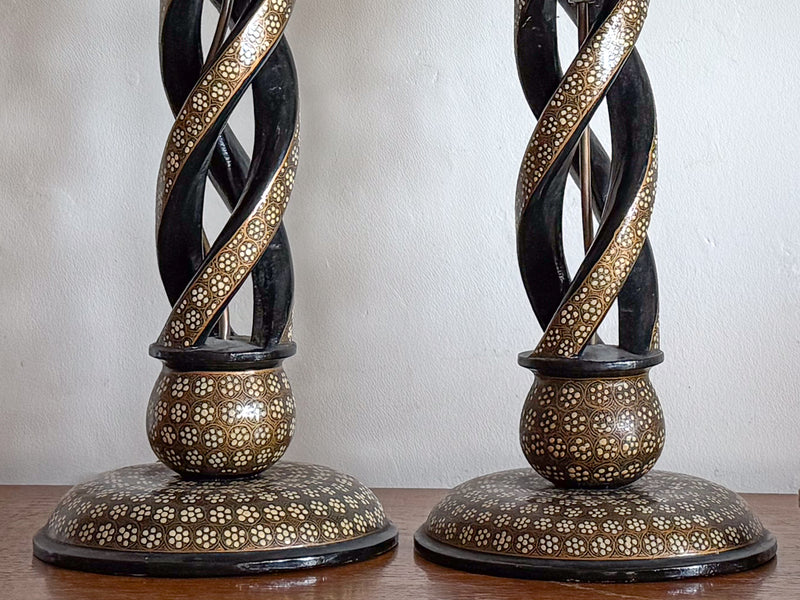 A Pair of Mid 20th Century Kashmiri Twist Lamps