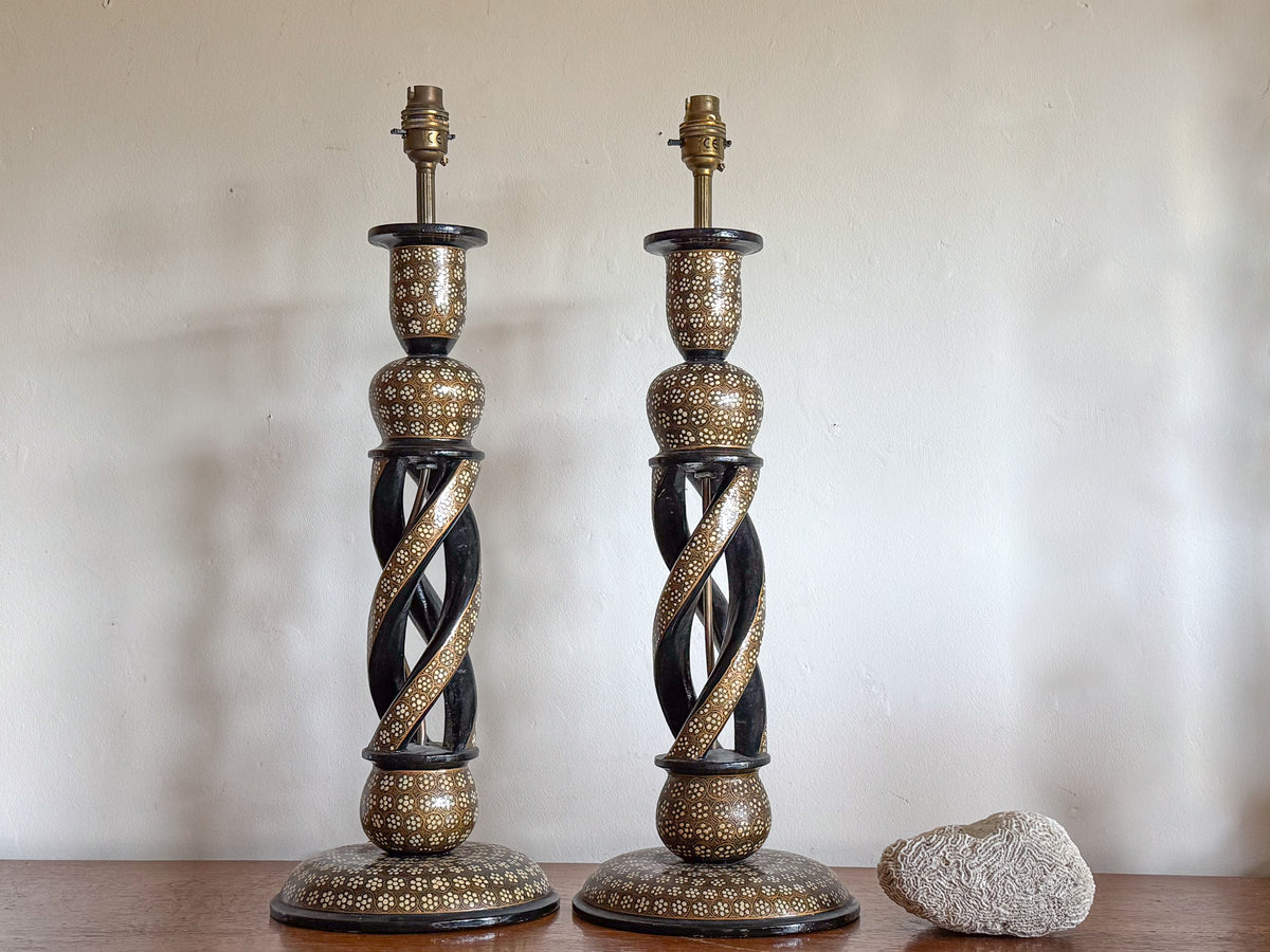 A Pair of Mid 20th Century Kashmiri Twist Lamps