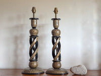A Pair of Mid 20th Century Kashmiri Twist Lamps