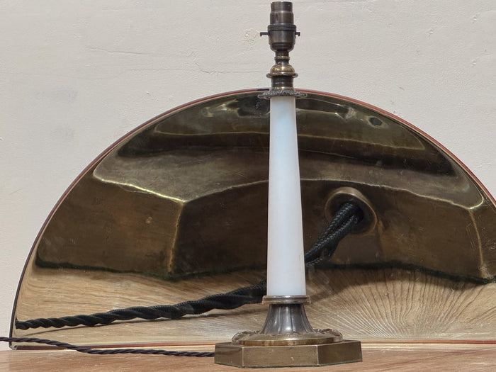 An Early 20th Century Opaline & Bronze Lamp