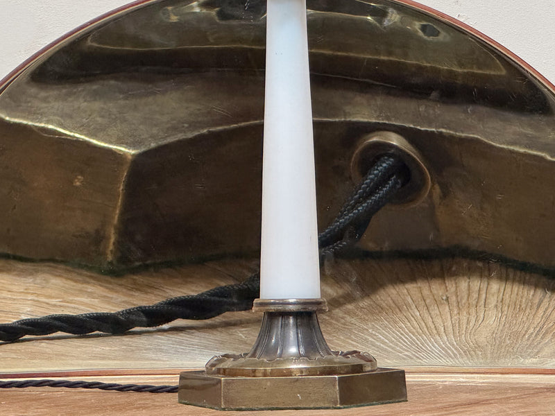 An Early 20th Century Opaline & Bronze Lamp