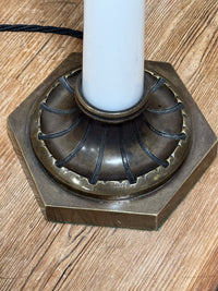 An Early 20th Century Opaline & Bronze Lamp