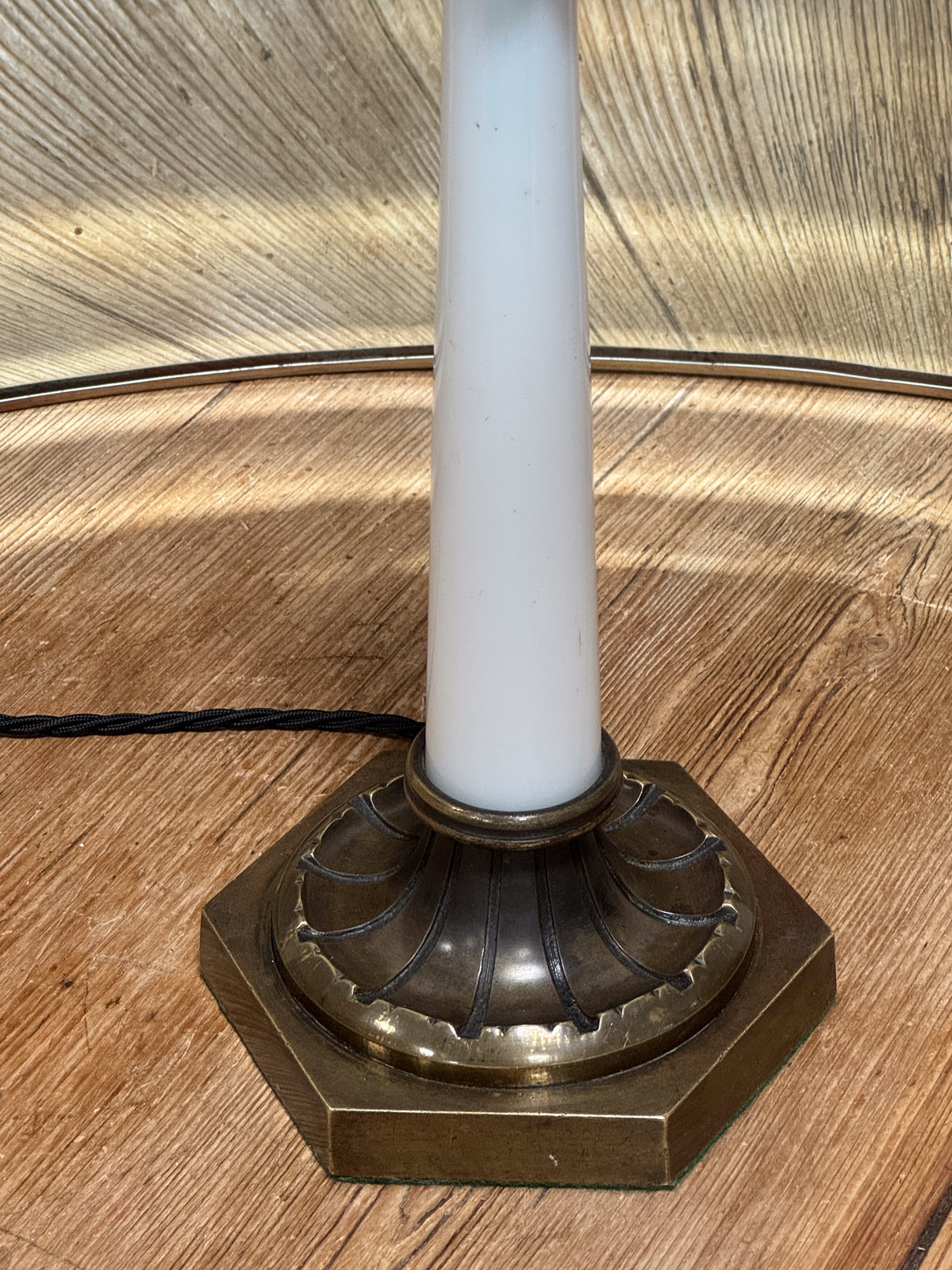 An Early 20th Century Opaline & Bronze Lamp