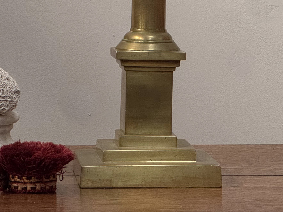 A Mid 19th Century Brass Column Lamp