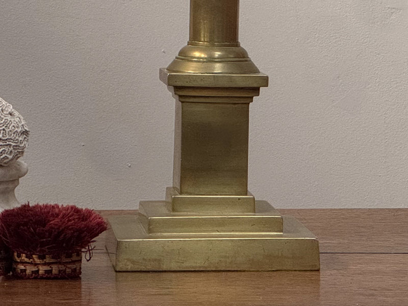 A Mid 19th Century Brass Column Lamp