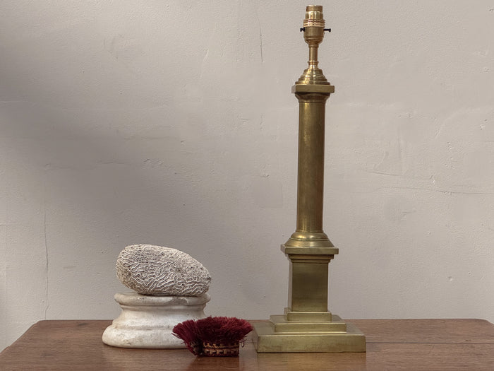 A Mid 19th Century Brass Column Lamp