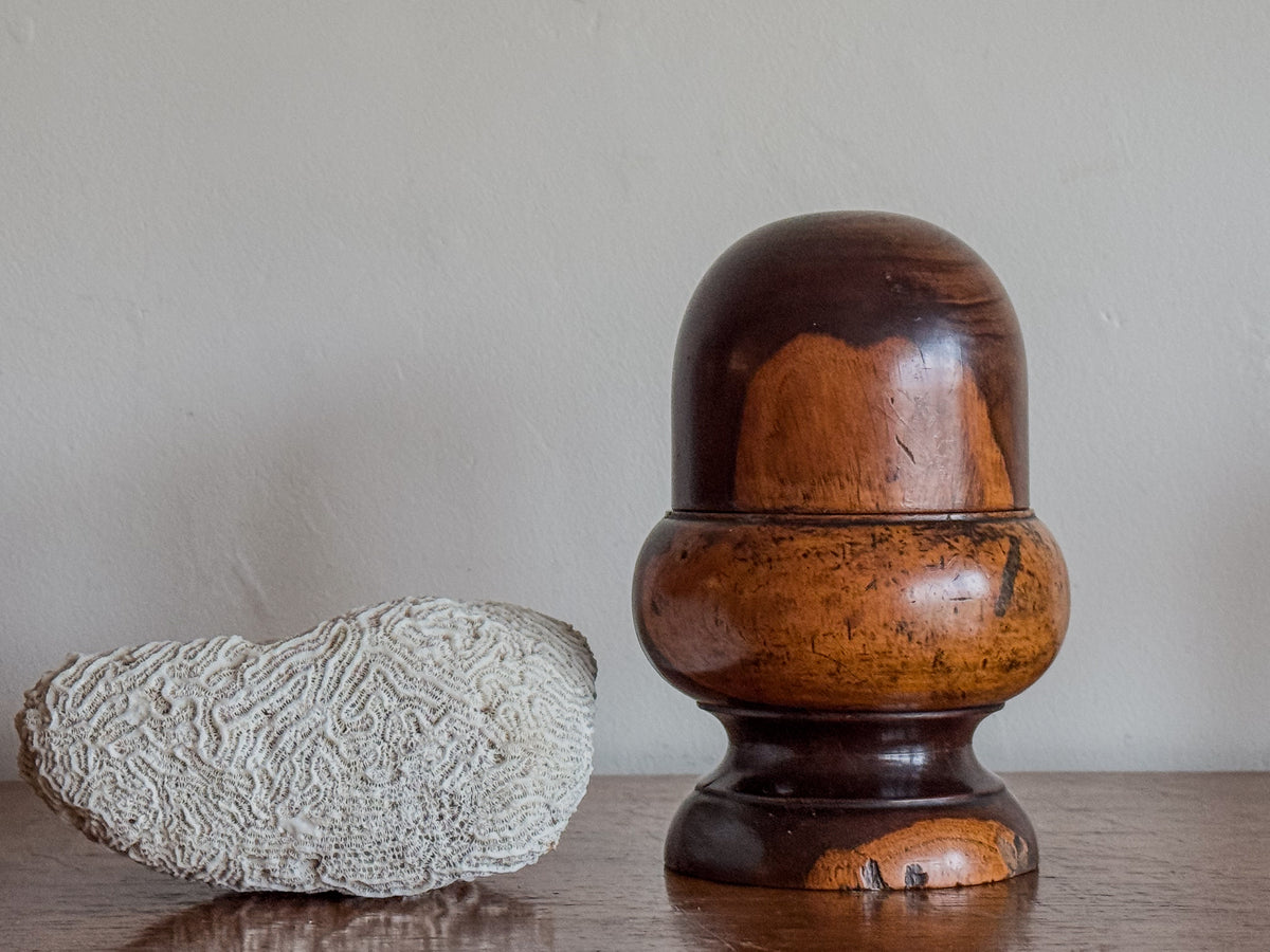 A 19th Century Lignum Vitae Acorn String Holder