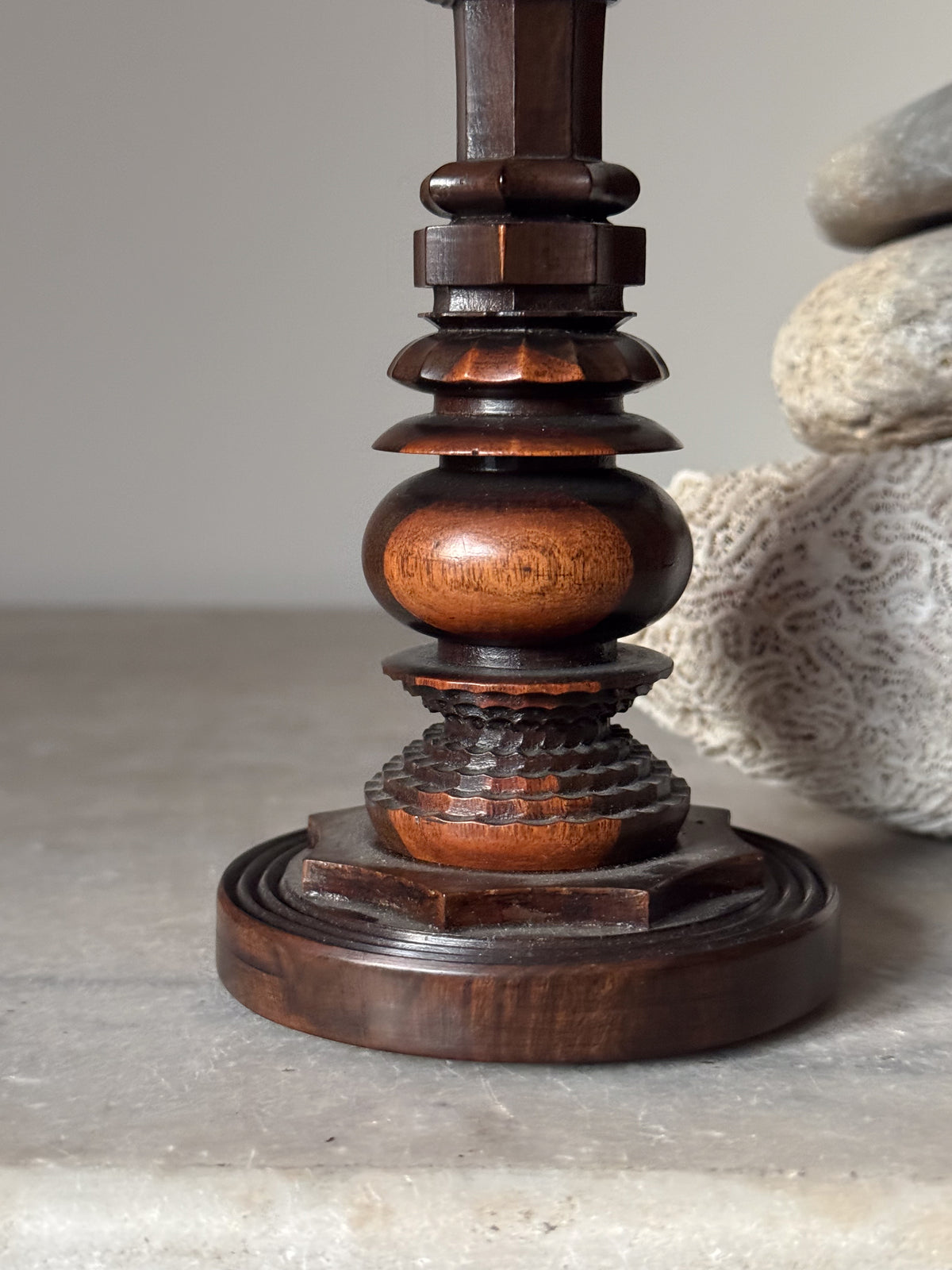 A 19th Century Lignum Vitae Treen Candlestick