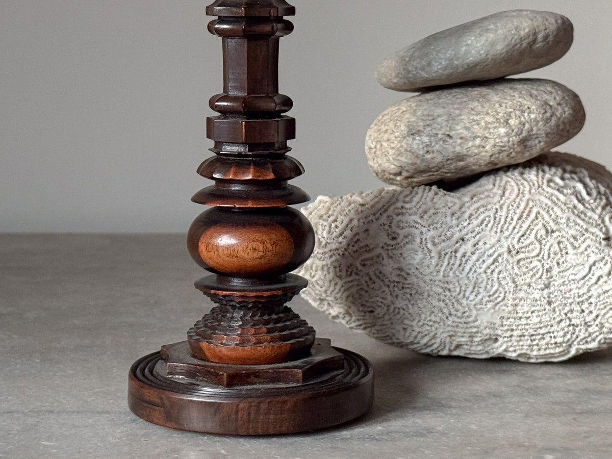 A 19th Century Lignum Vitae Treen Candlestick