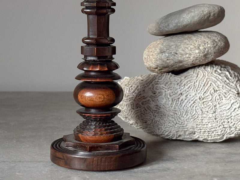 A 19th Century Lignum Vitae Treen Candlestick