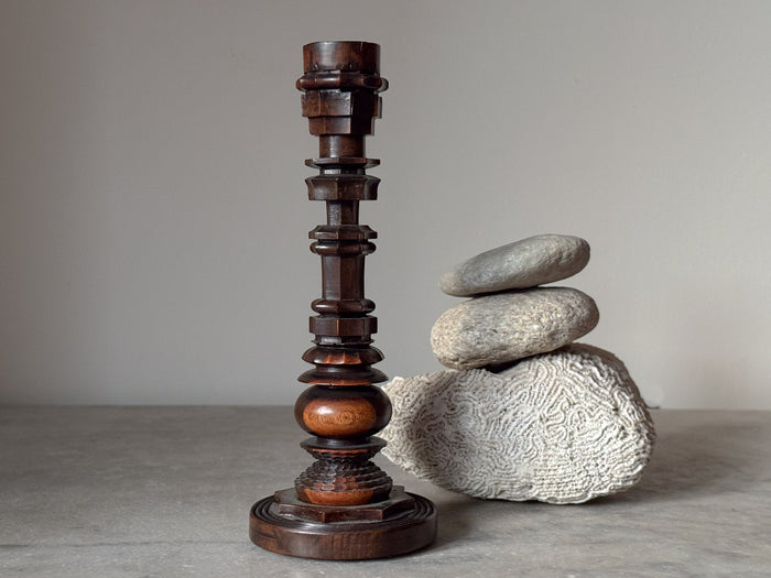 A 19th Century Lignum Vitae Treen Candlestick