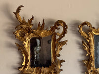 A Pair of Diminutive George III Giltwood Rococo Mirrors