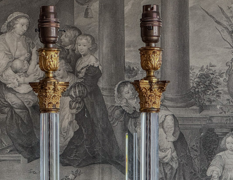 A Pair of Early 20th Century Cut Glass Lamps