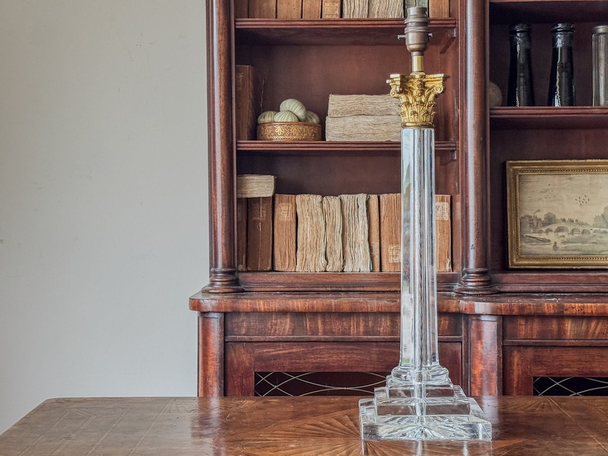 An Early 20th Century Cut Glass Column Lamp