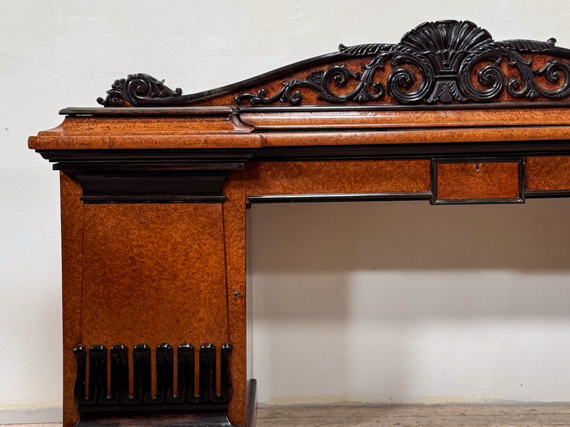 A Late Regency Amboyna & Ebony Pedestal Side Board