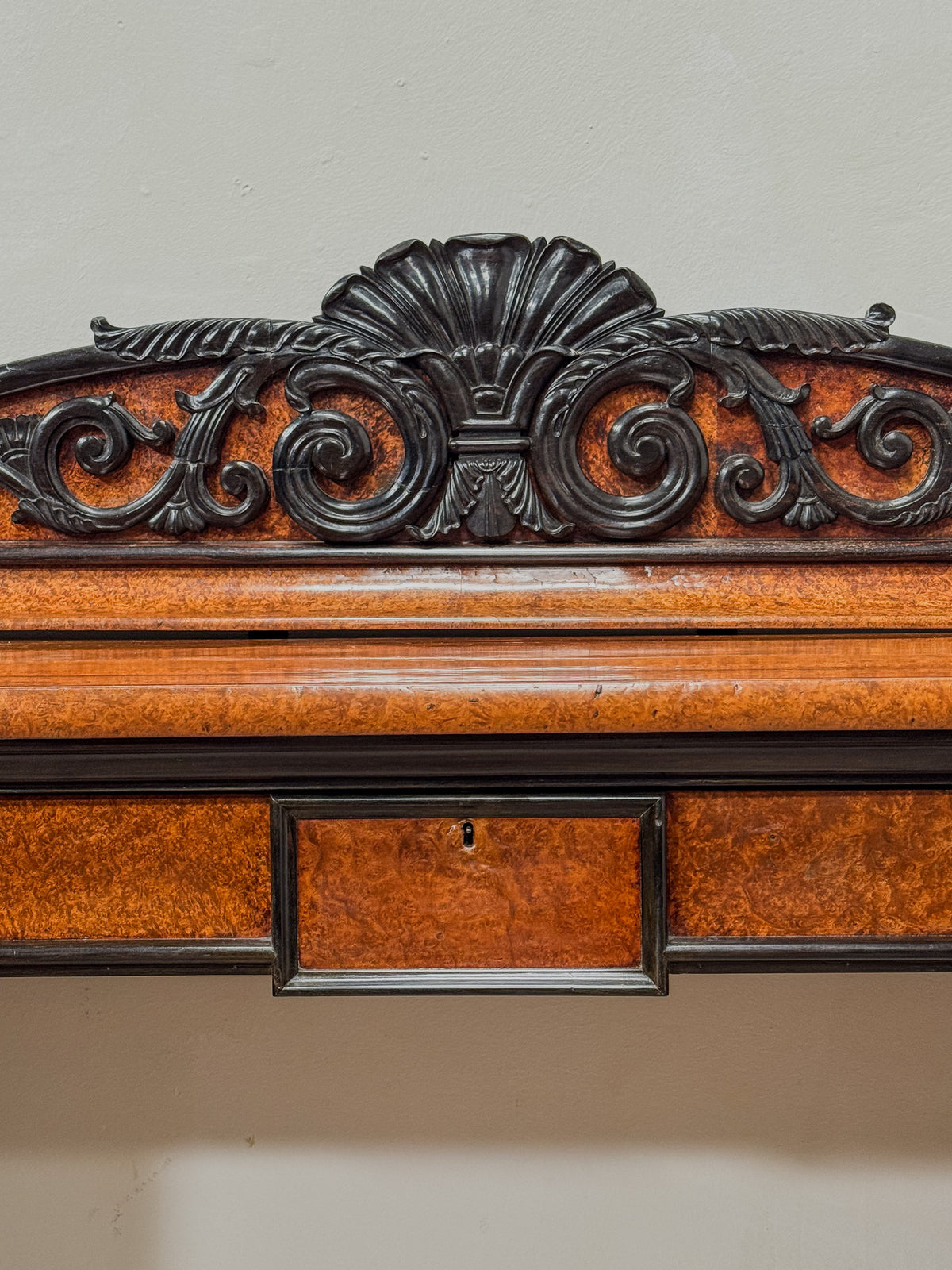 A Late Regency Amboyna & Ebony Pedestal Side Board