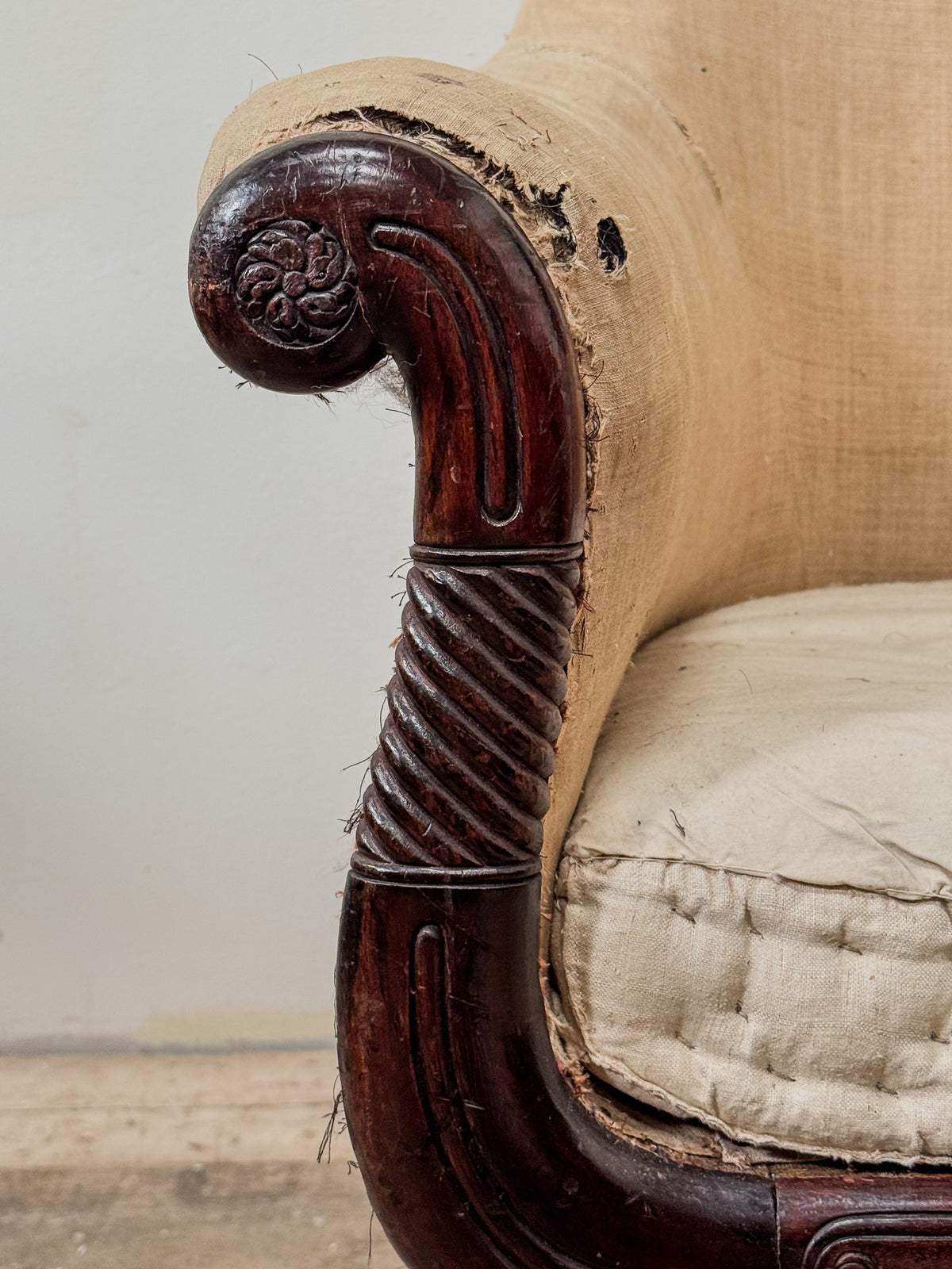 A Late Regency Bergeré Library Chair attributed to Gillows