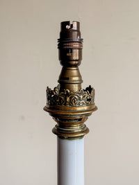 A Late 19th Century Opaline Glass and Brass Lamp
