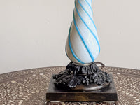 A Late 19th Century Opaline Glass and Bronze Lamp