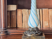 A Late 19th Century Opaline Glass and Bronze Lamp