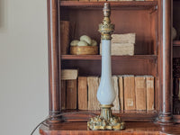 A Late 19th Century Opaline Glass and Brass Lamp