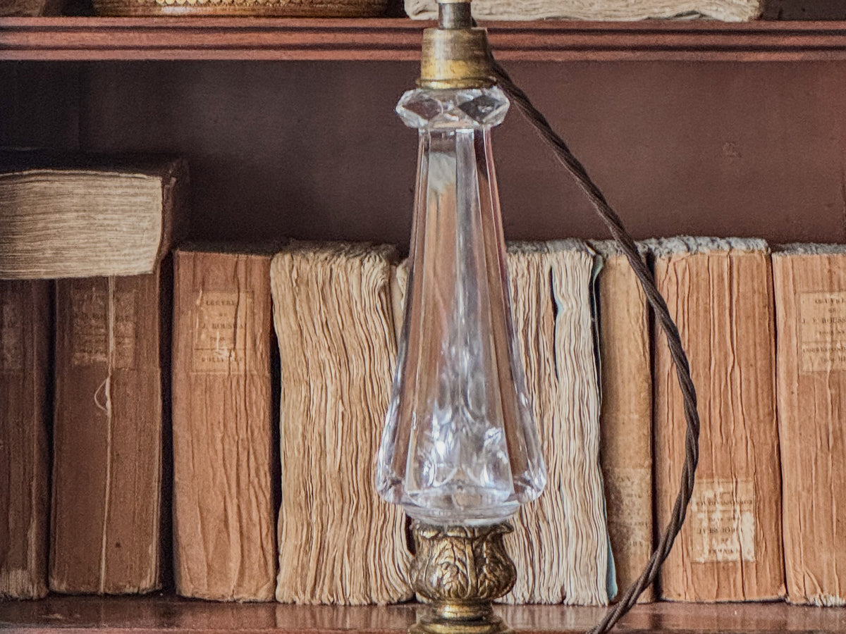 A Late 19th Century Brass and Glass Lamp