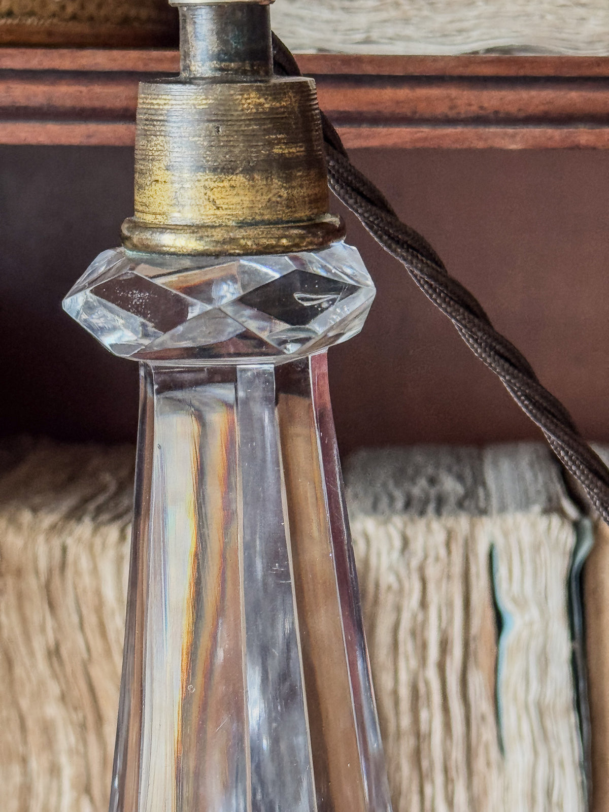 A Late 19th Century Brass and Glass Lamp