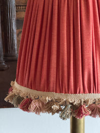 A Persimmon Silk  and Pom Pom Fringe Shade