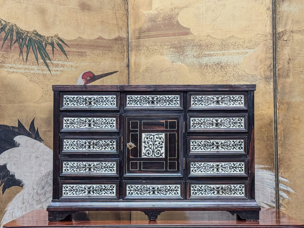 A 17th Century Milanese Ebony & Bone Inlaid Cabinet