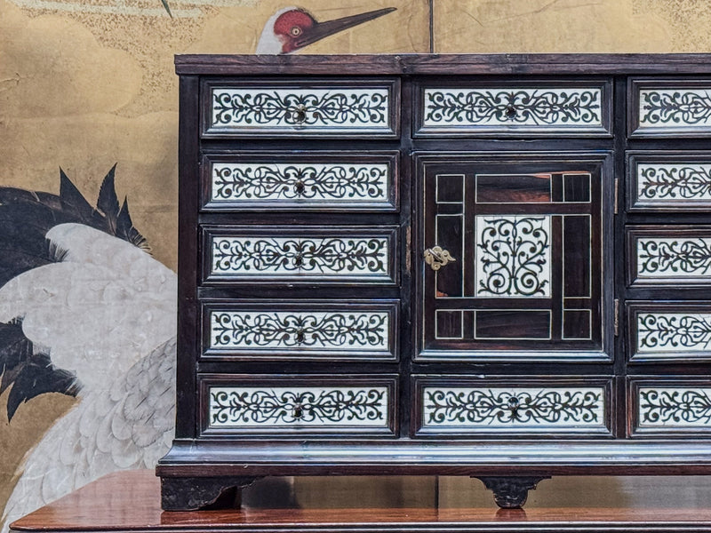 A 17th Century Milanese Ebony & Bone Inlaid Cabinet