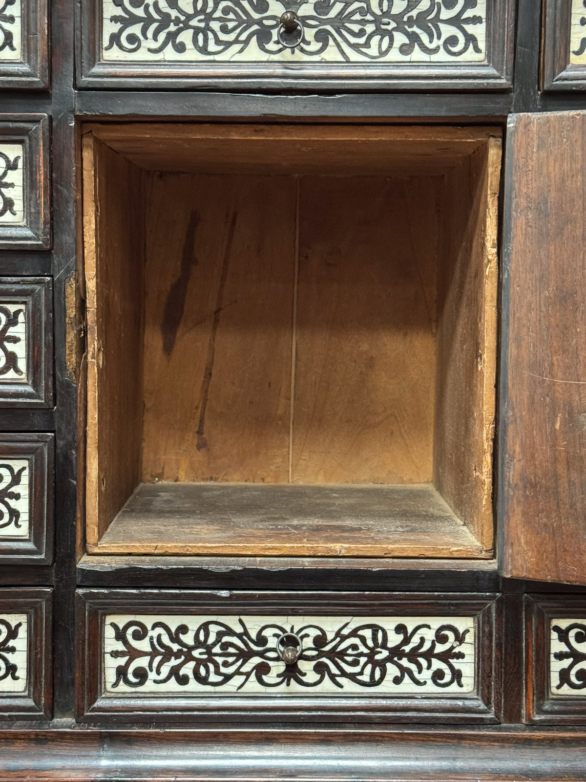 A 17th Century Milanese Ebony & Bone Inlaid Cabinet