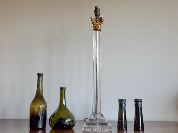 A Tall Early 20th Century Cut Glass Column Lamp