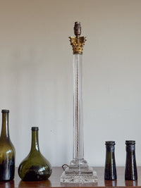 A Tall Early 20th Century Cut Glass Column Lamp