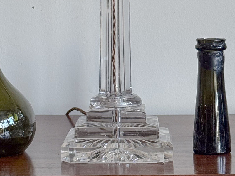 A Tall Early 20th Century Cut Glass Column Lamp