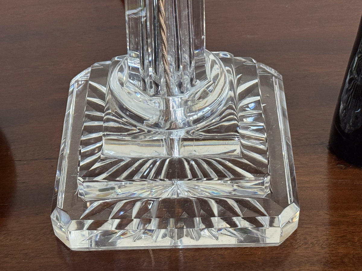 A Tall Early 20th Century Cut Glass Column Lamp