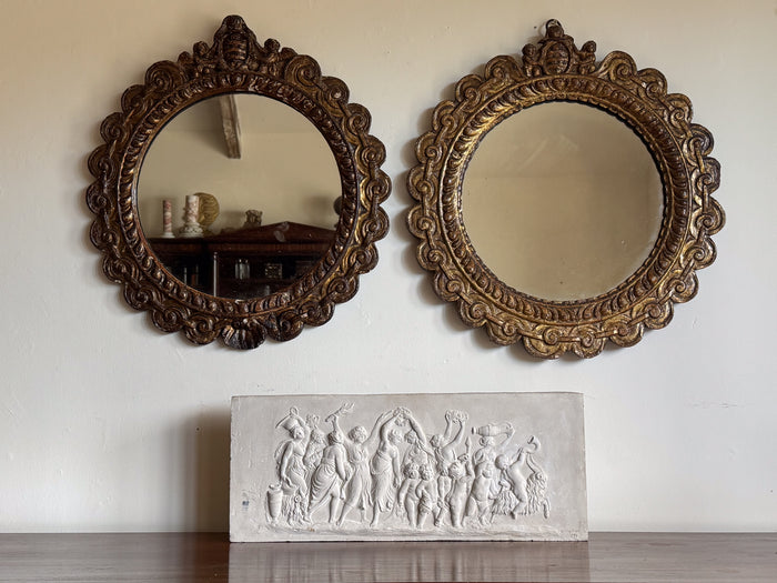 A Matched Pair of Late 18th Century Italian Giltwood Mirrors