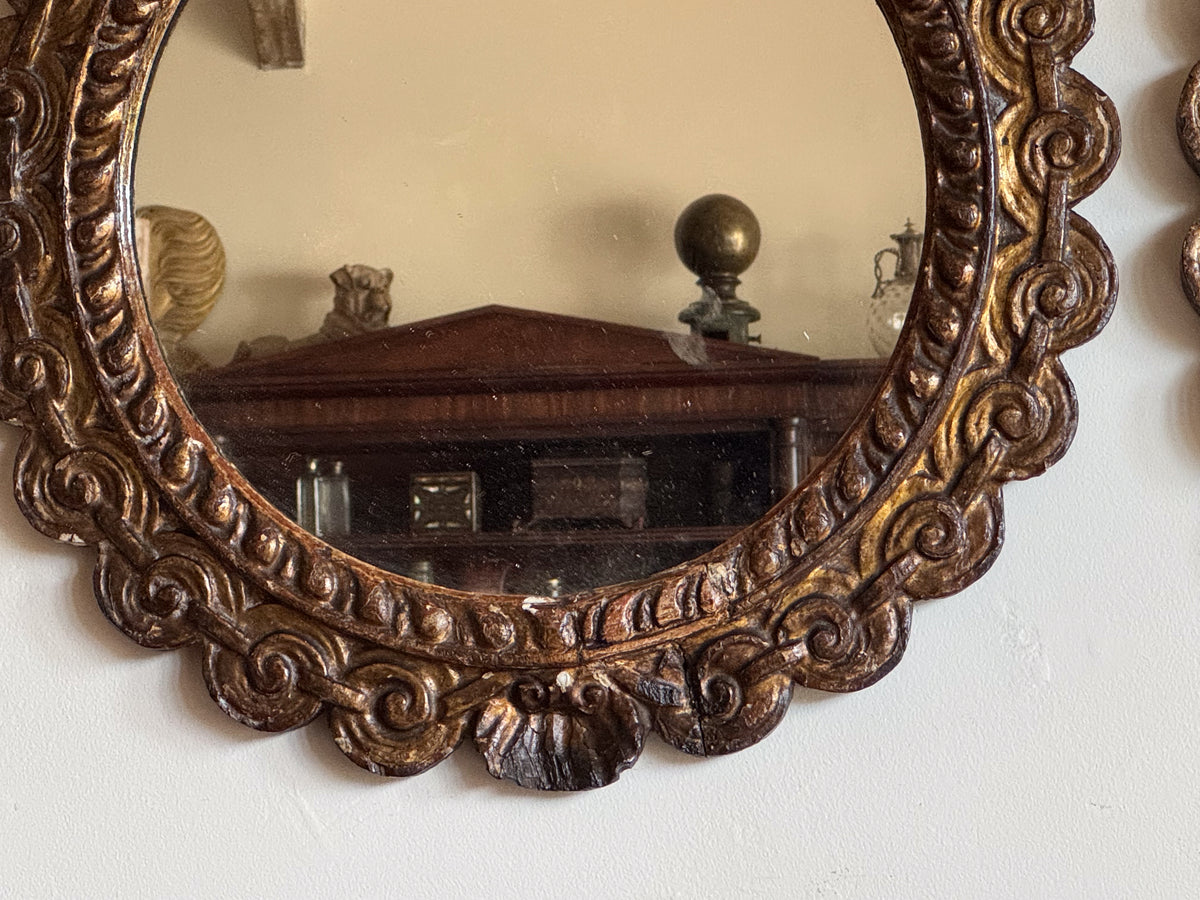 A Matched Pair of Late 18th Century Italian Giltwood Mirrors