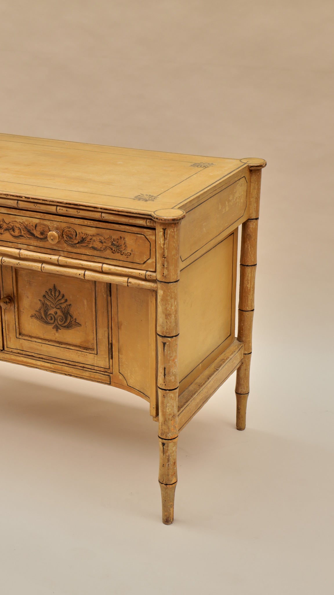 A Late Regency Faux Bamboo Painted Cabinet
