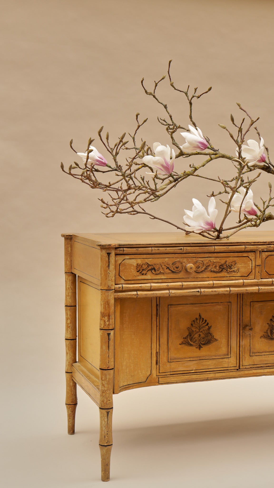 A Late Regency Faux Bamboo Painted Cabinet