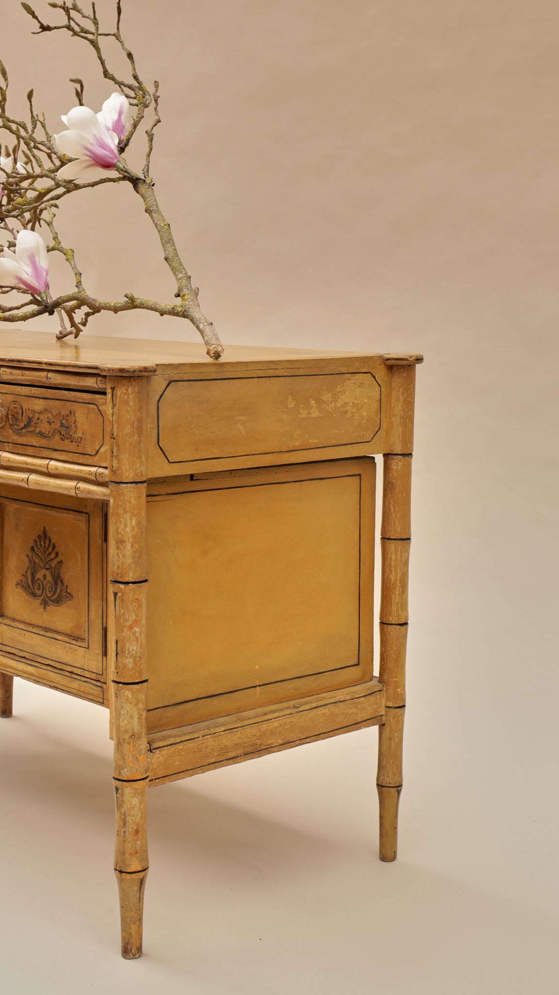 A Late Regency Faux Bamboo Painted Cabinet