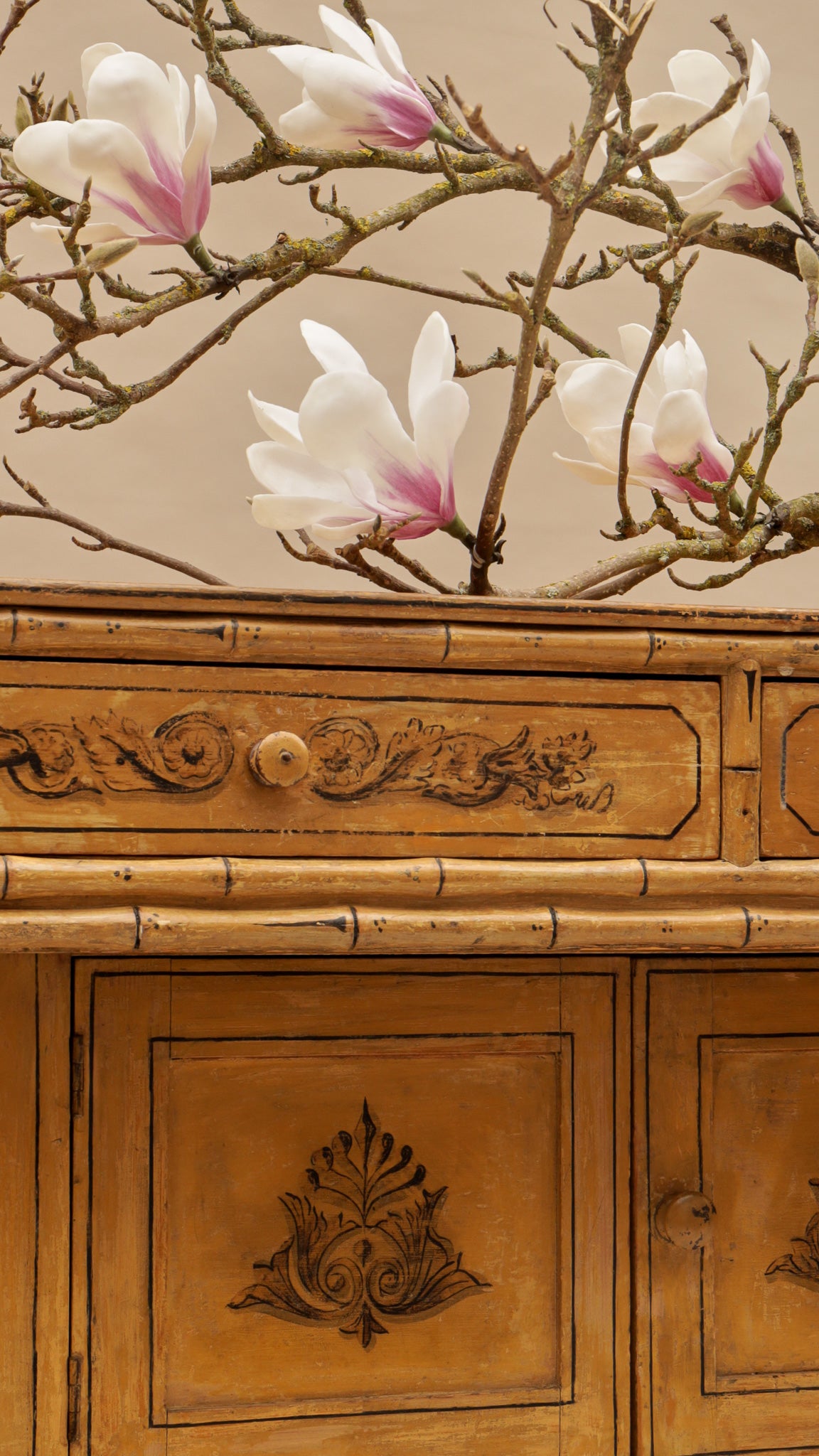 A Late Regency Faux Bamboo Painted Cabinet