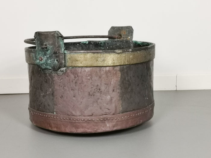 Antique Copper & Brass Handled Container
